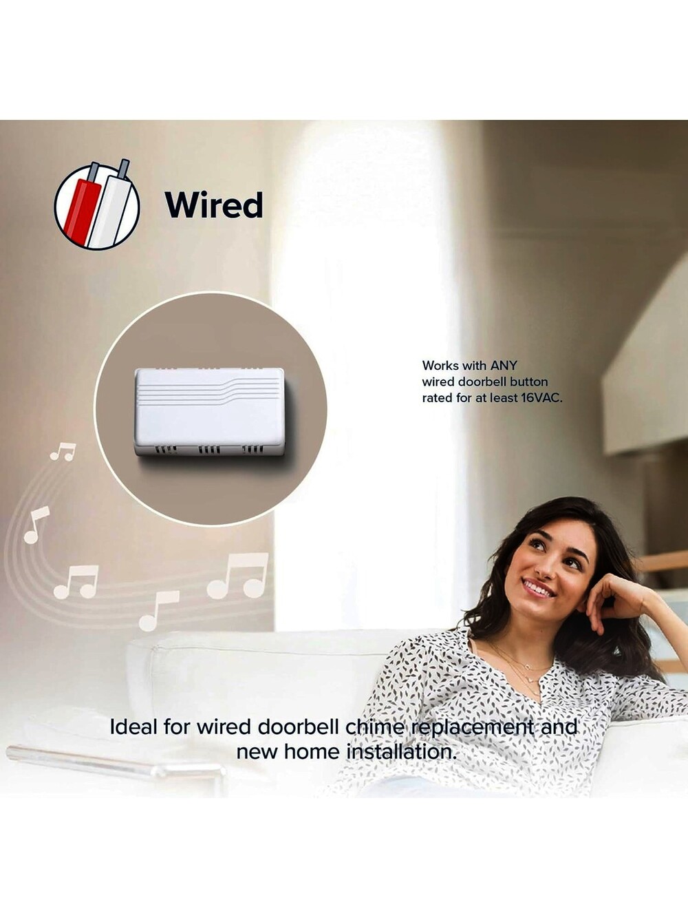 Heath Zenith 96/M-B Basic Series Wired Door Chime, White